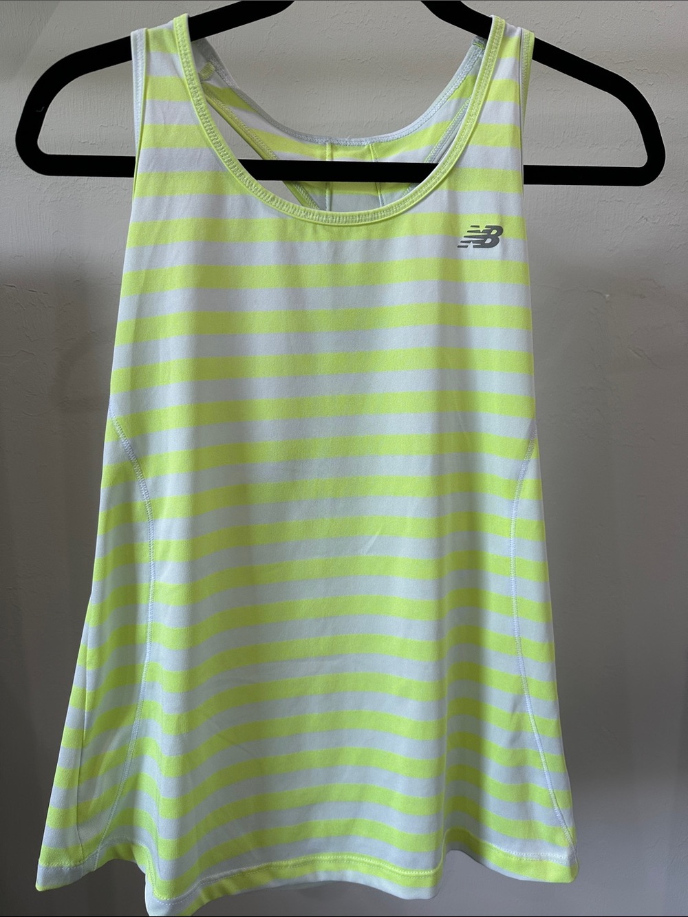 New Balance Neon Yellow & White Striped Racerback Tank